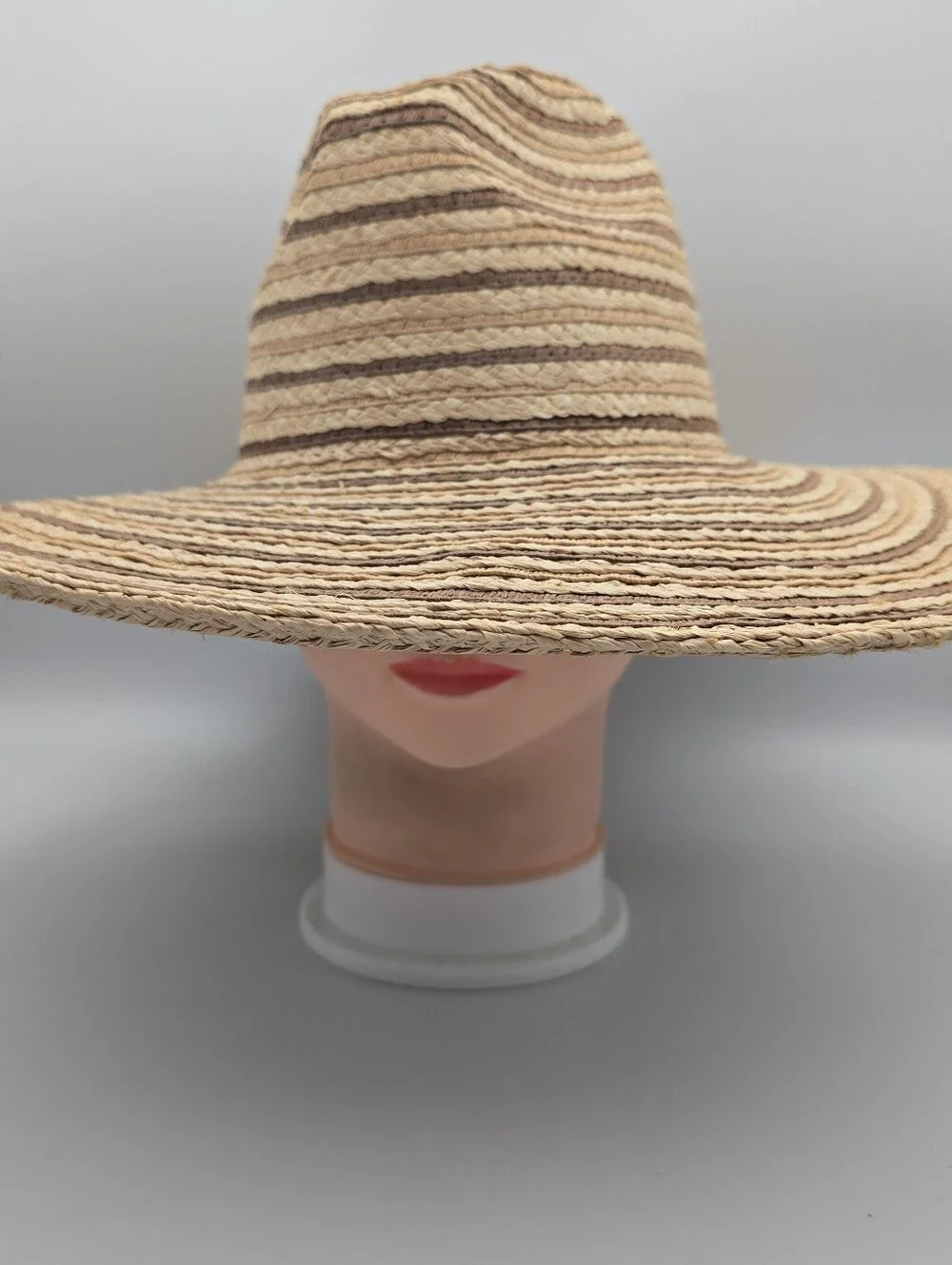 Women's Universal Thread Goods Co. Wide Brim Tan Brown Striped Sun Hat